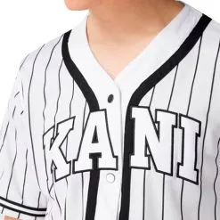 Camiseta Karl Kani Serif Pinstripe Baseball -Botas de fútbol comercio camiseta karl kani serif pinstripe baseball white black 2