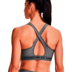 Sujetador Under Armour UA Crossback Mid Heather Mujer -Botas de fútbol comercio sujetador under armour ua crossback mid heather mujer charcoal light heather pitch gray black 1